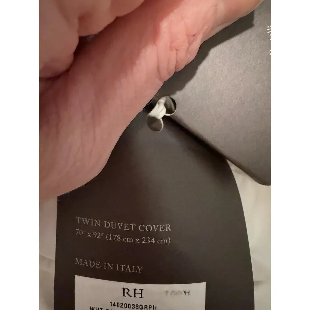 Restoration Hardware Italian Hotel Satin Stitch Duvet Twin Grey NEW $219 NWT